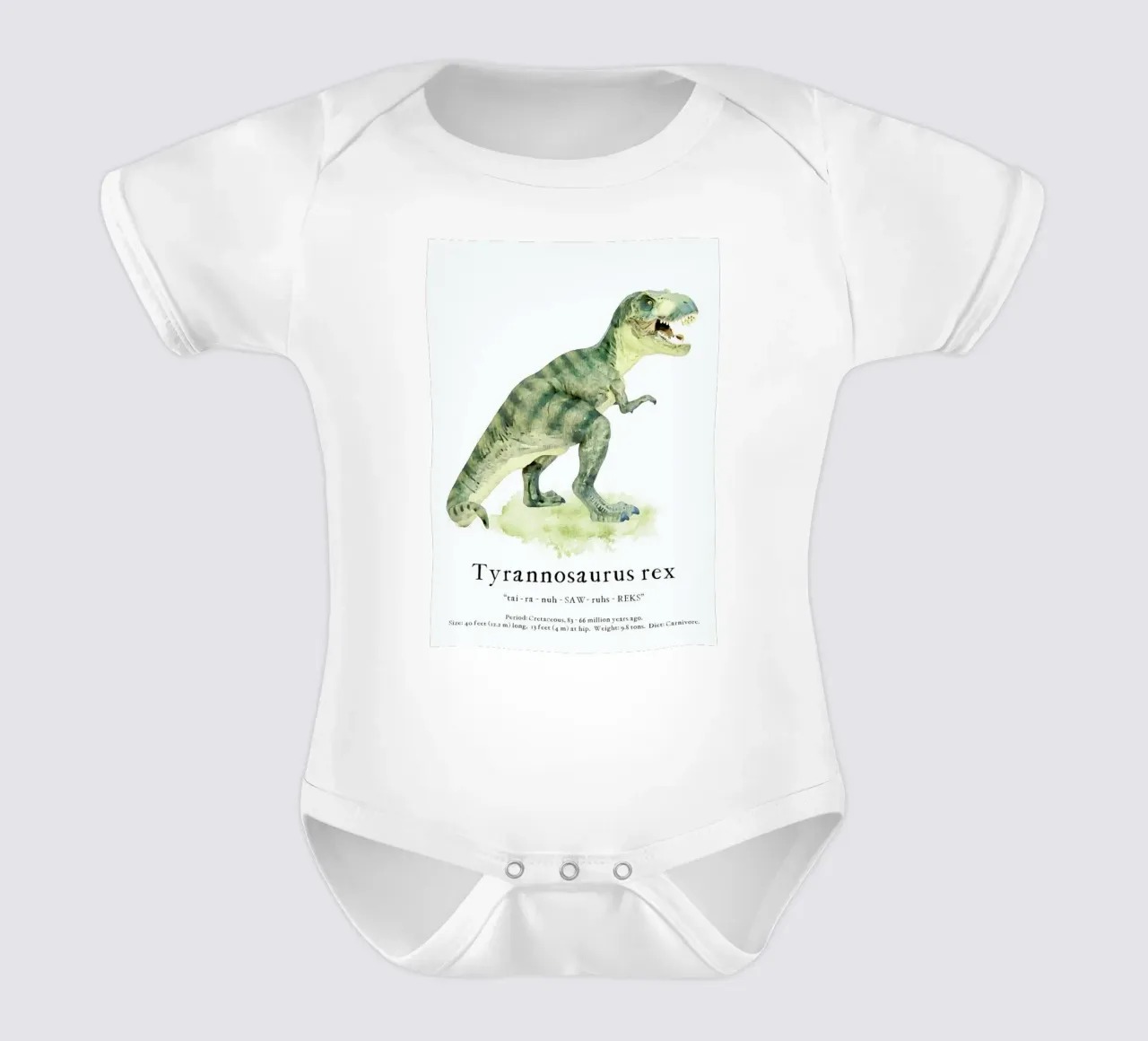 Tyrannosaurus Rex short-sleeve baby romper by Lila x Lola