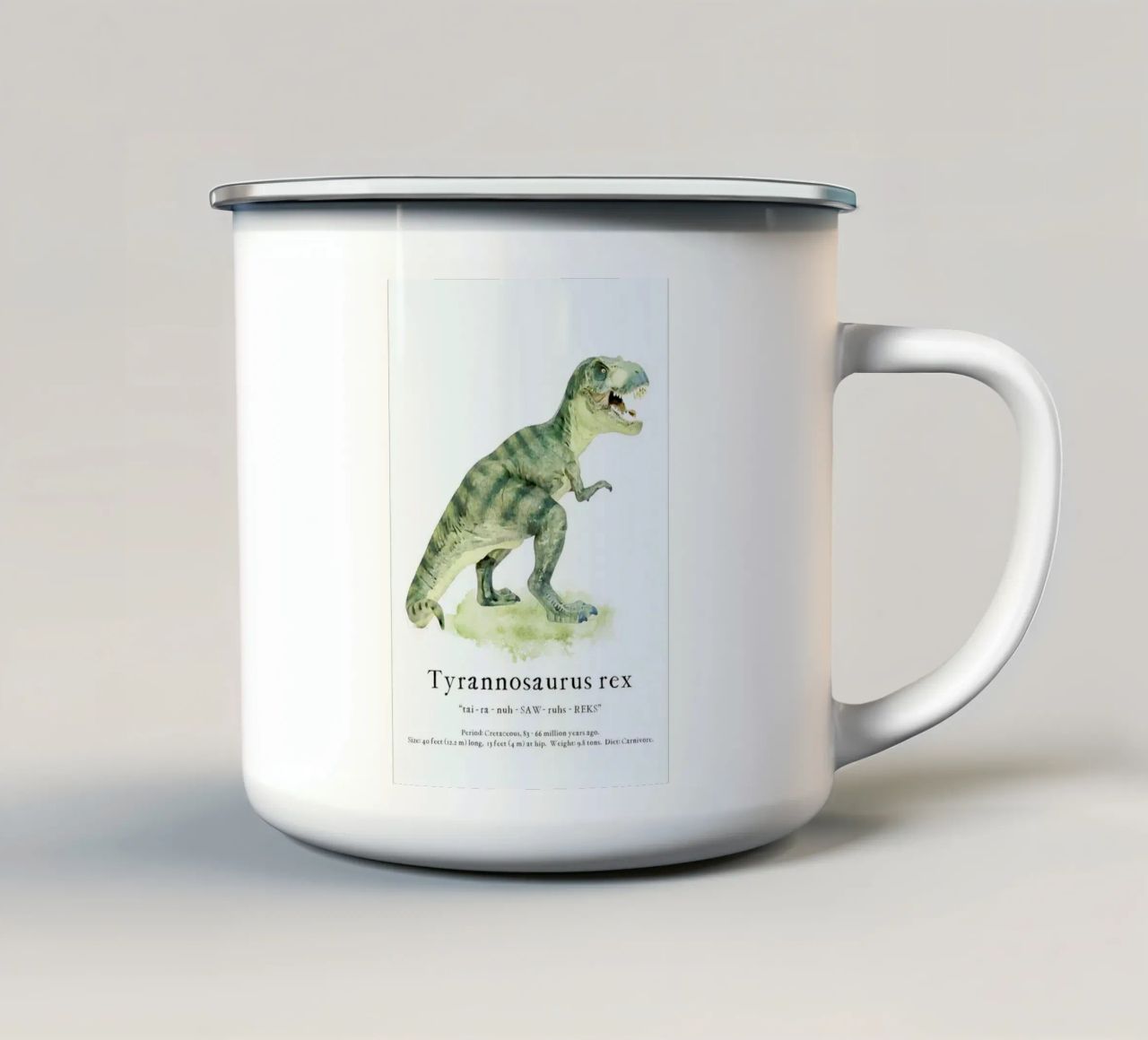 Tyrannosaurus Rex tazza in smalto da Lila x Lola