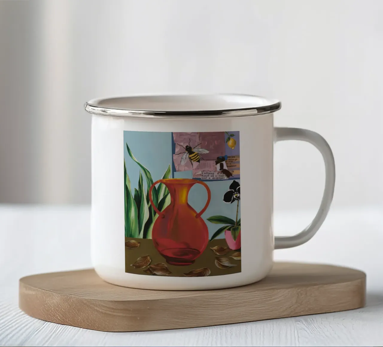 Collage di brocche cremisi tazza in smalto da Opal Strokes