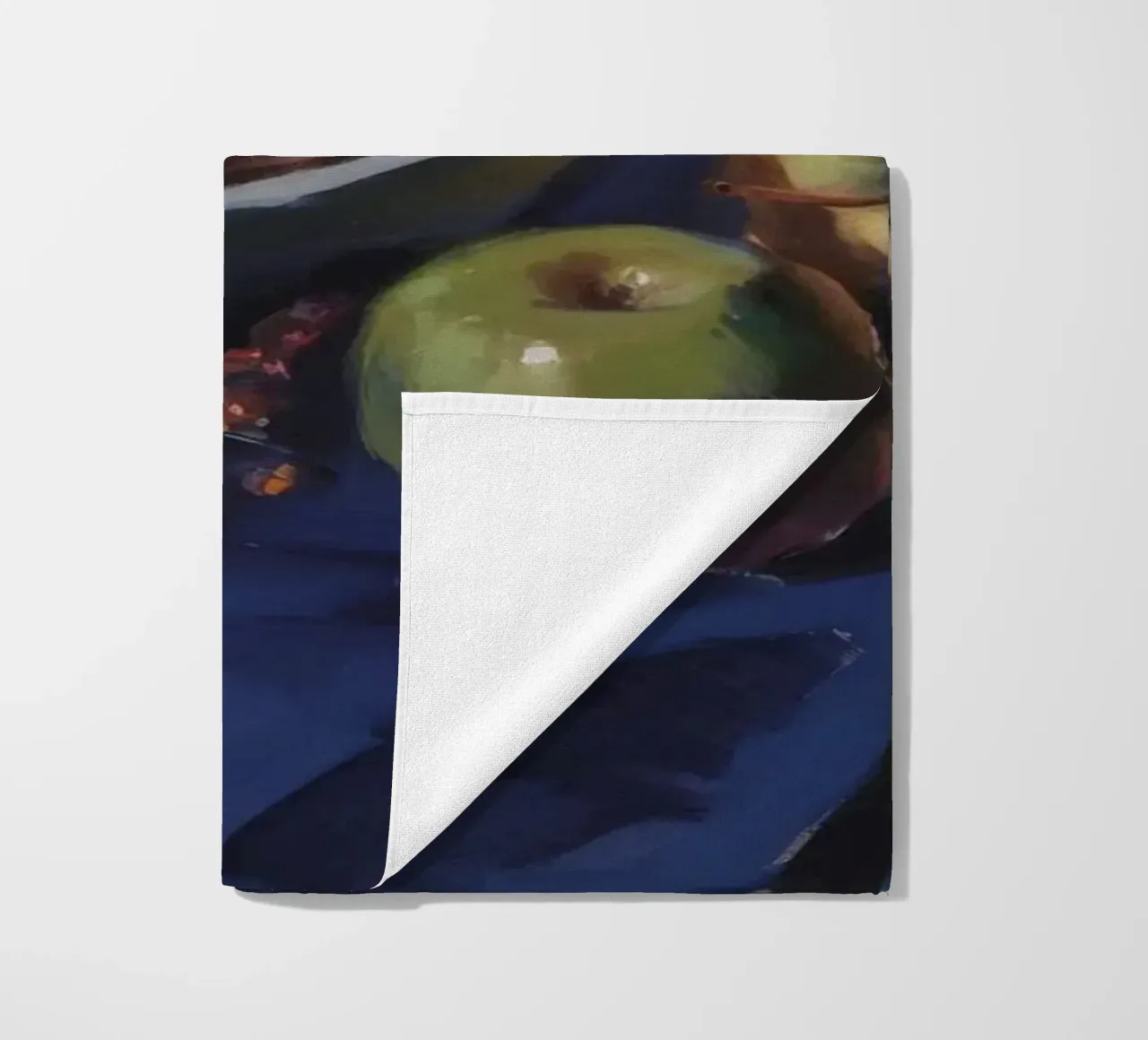 Apples Blue Bowl beach towel by Radiance Landscape