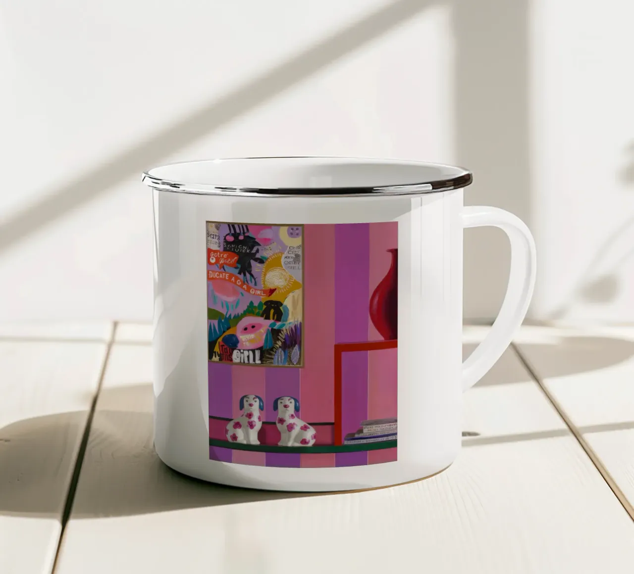 Barboncino rosa Panache tazza in smalto da Opal Strokes