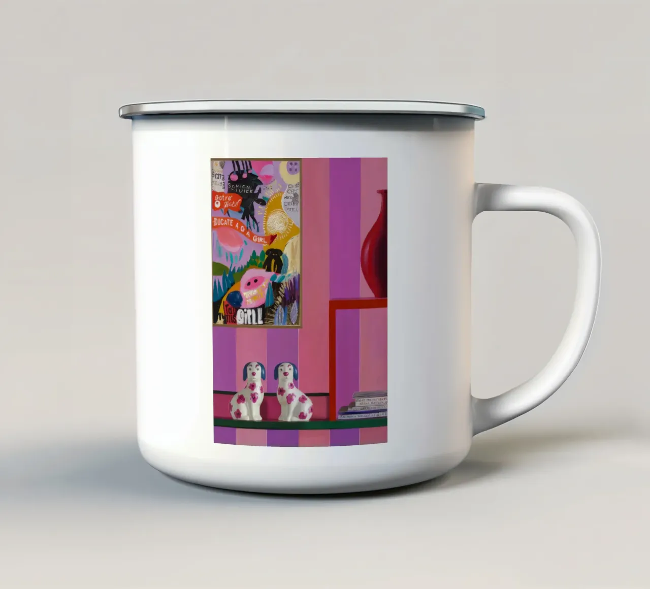 Barboncino rosa Panache tazza in smalto da Opal Strokes