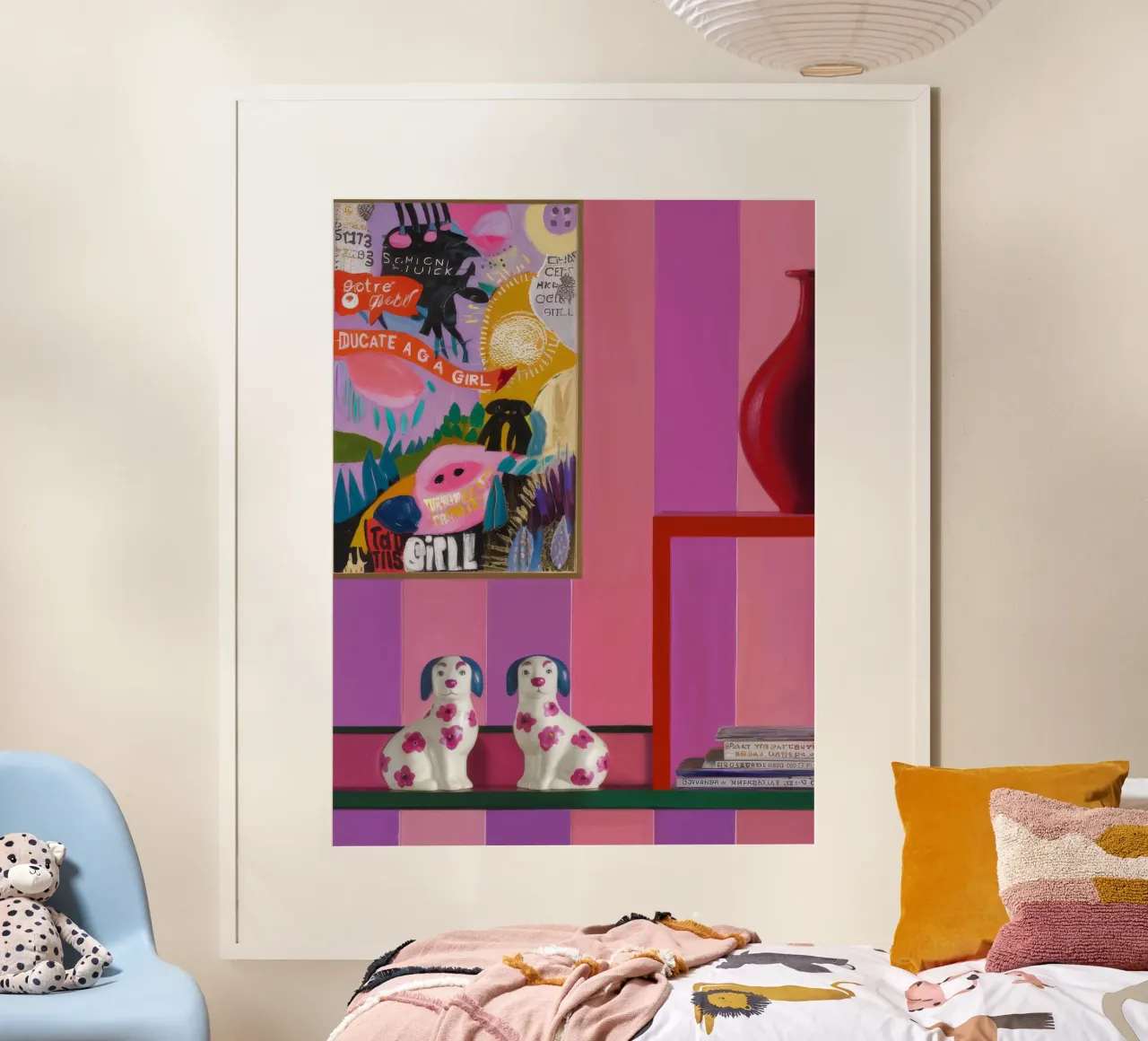 Barboncino rosa Panache poster con telaio in plastica da Opal Strokes
