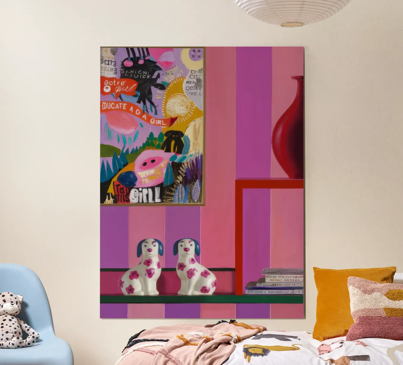 Barboncino rosa Panache poster con telaio in plastica da Opal Strokes