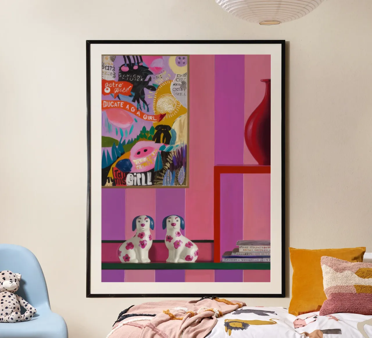 Barboncino rosa Panache poster con telaio in plastica da Opal Strokes