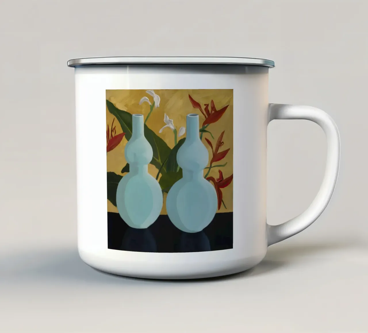 Twin Azure Schepen emaille mok van Opal Strokes