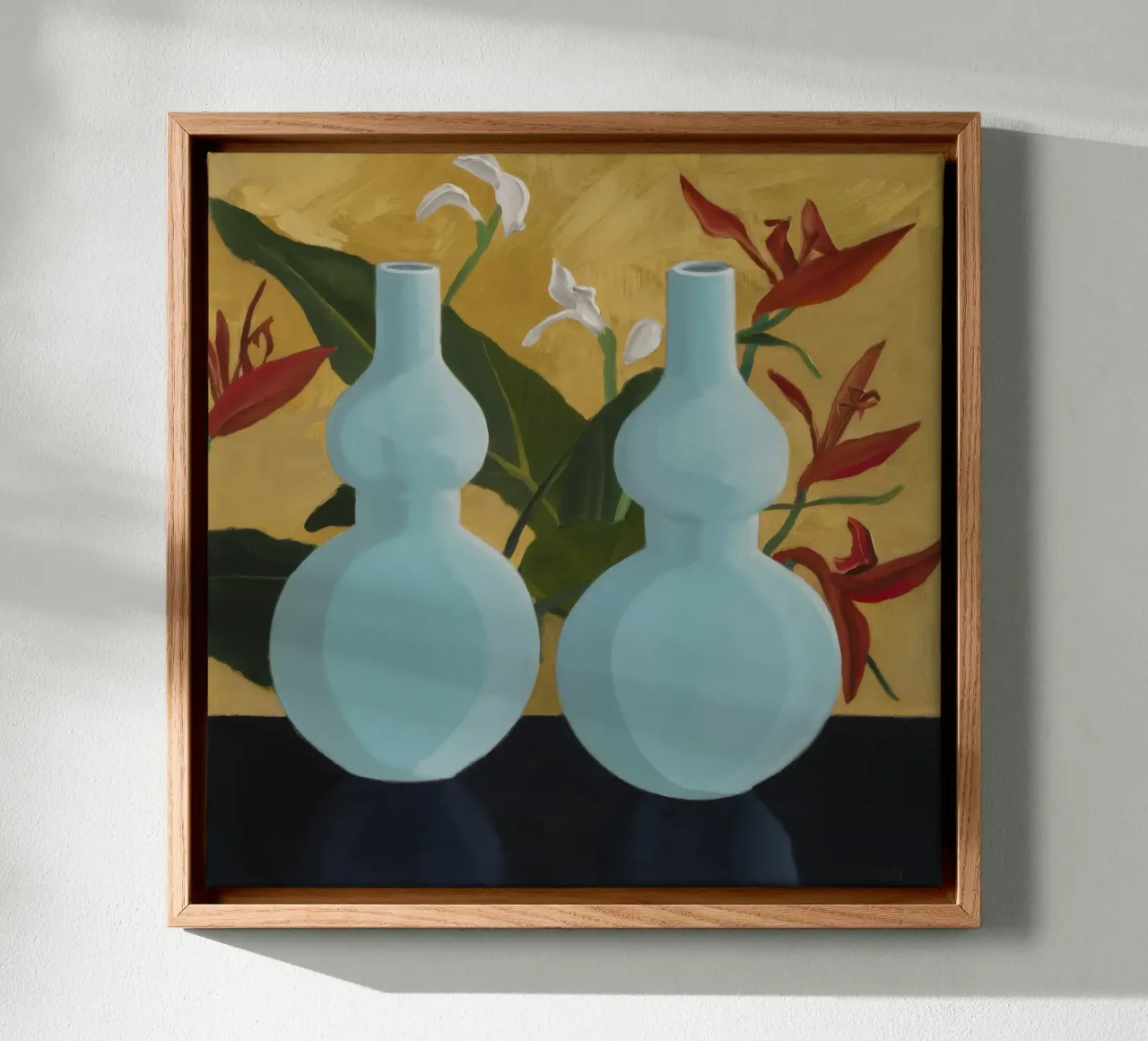 Twin Azure Schepen canvas met Baklijst van Opal Strokes