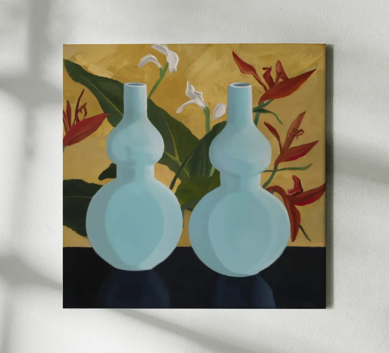 Twin Azure Schepen canvas met Baklijst van Opal Strokes