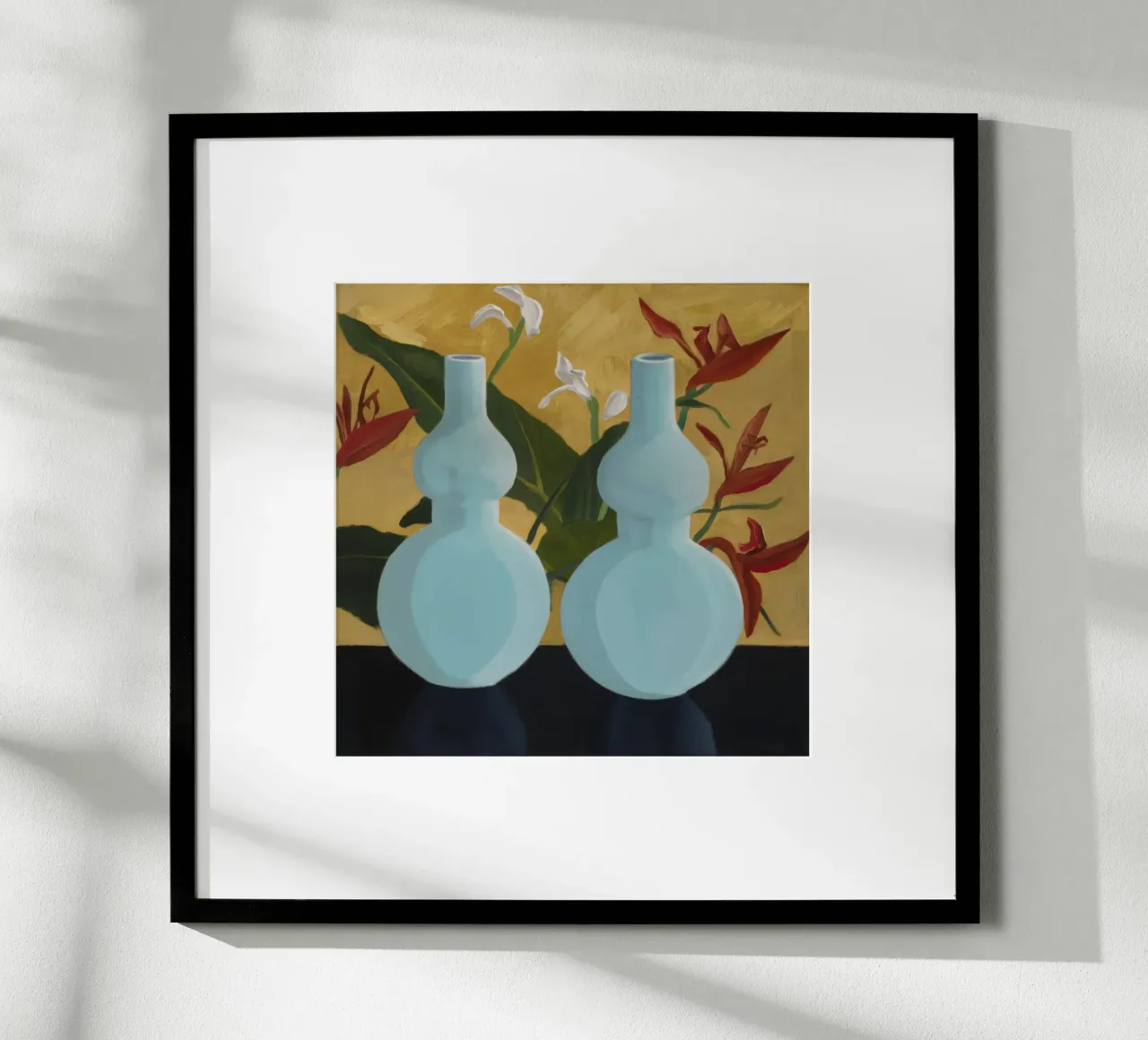 Navi azzurre gemelle poster con telaio in plastica da Opal Strokes