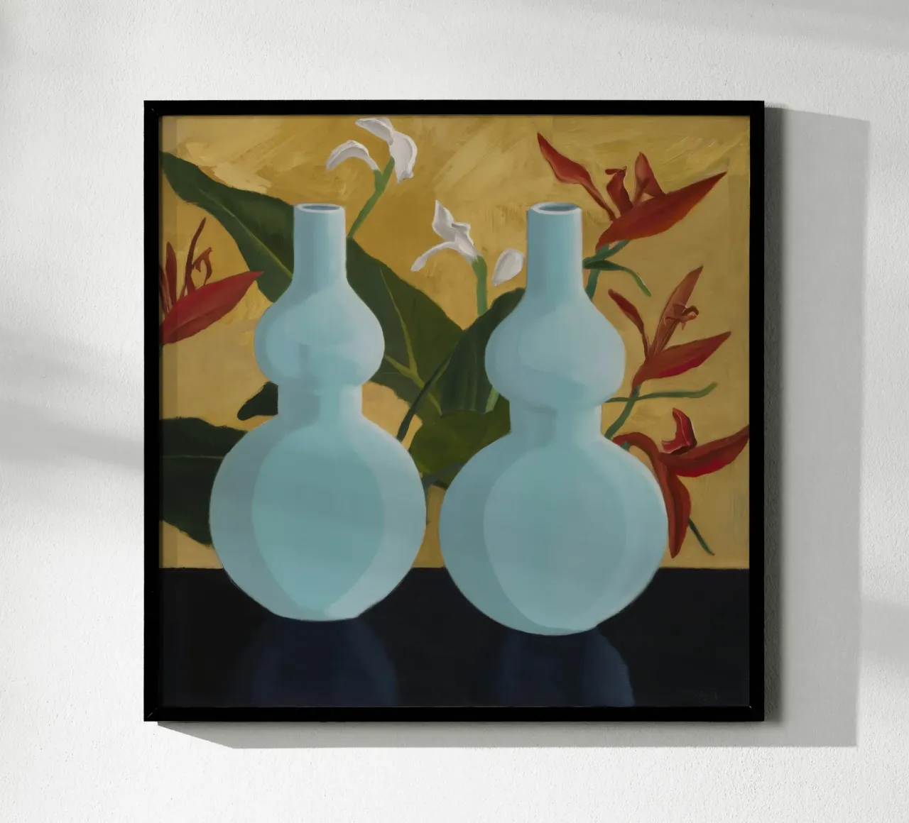 Navi azzurre gemelle poster con telaio in plastica da Opal Strokes