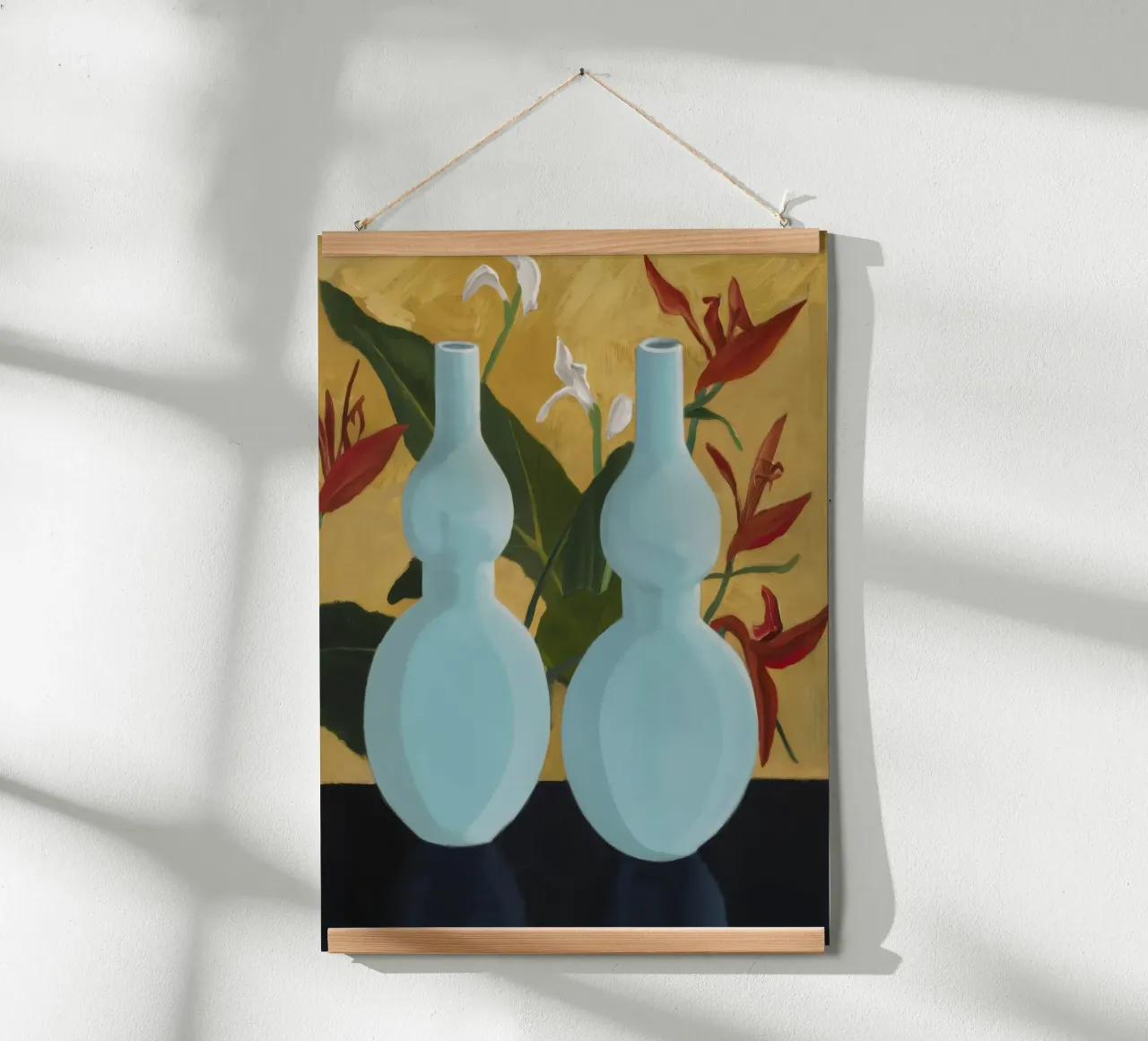 Navi azzurre gemelle poster con telaio in plastica da Opal Strokes