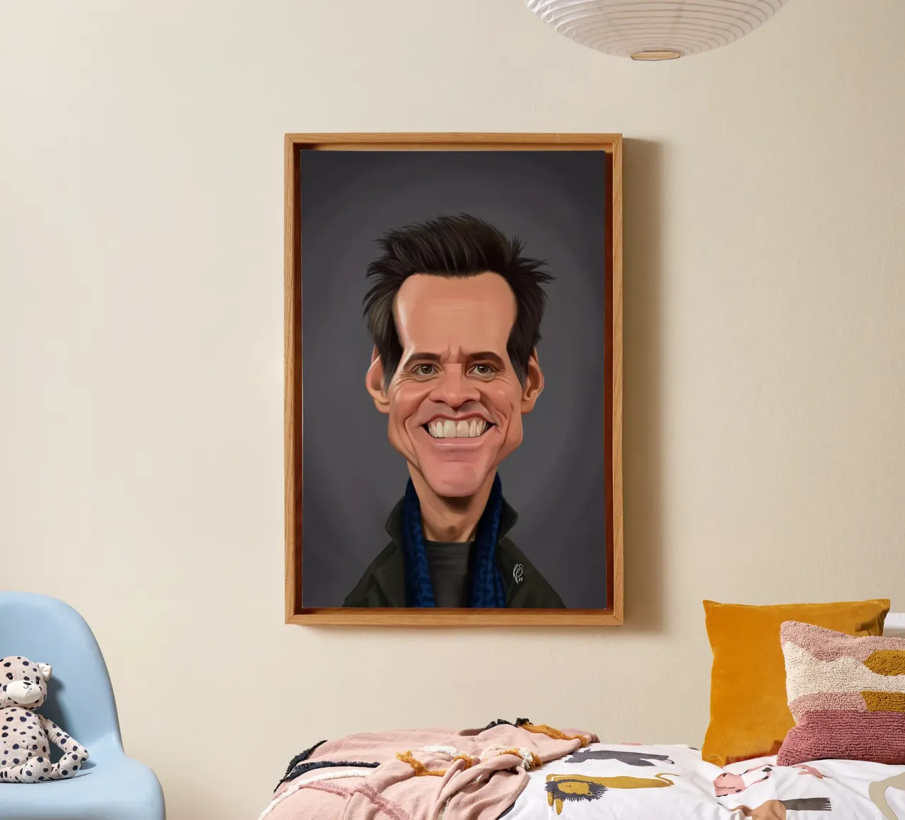 Jim Carrey canvas met Baklijst van Rob Art | Illustration