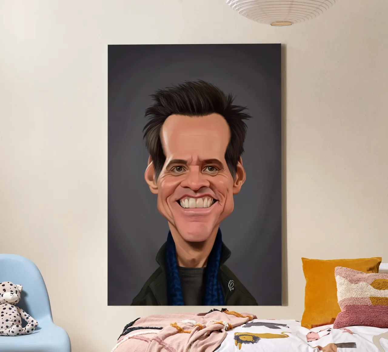 Jim Carrey canvas met Baklijst van Rob Art | Illustration