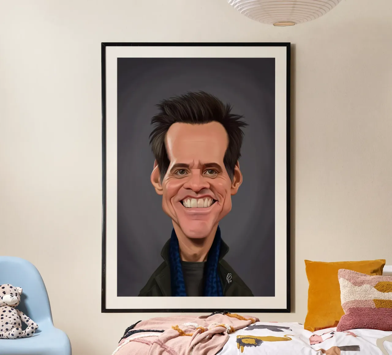 Jim Carrey poster con telaio in legno da Rob Art | Illustration