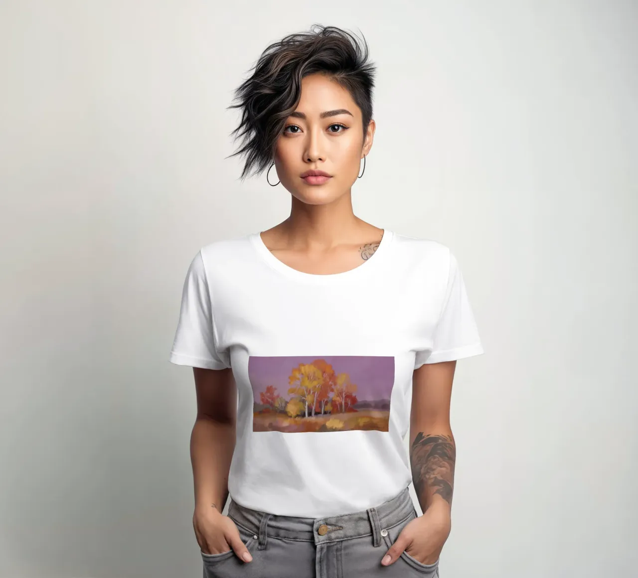 Autumn Poplars Glow women's fitted t-shirt by Radiance Landscape