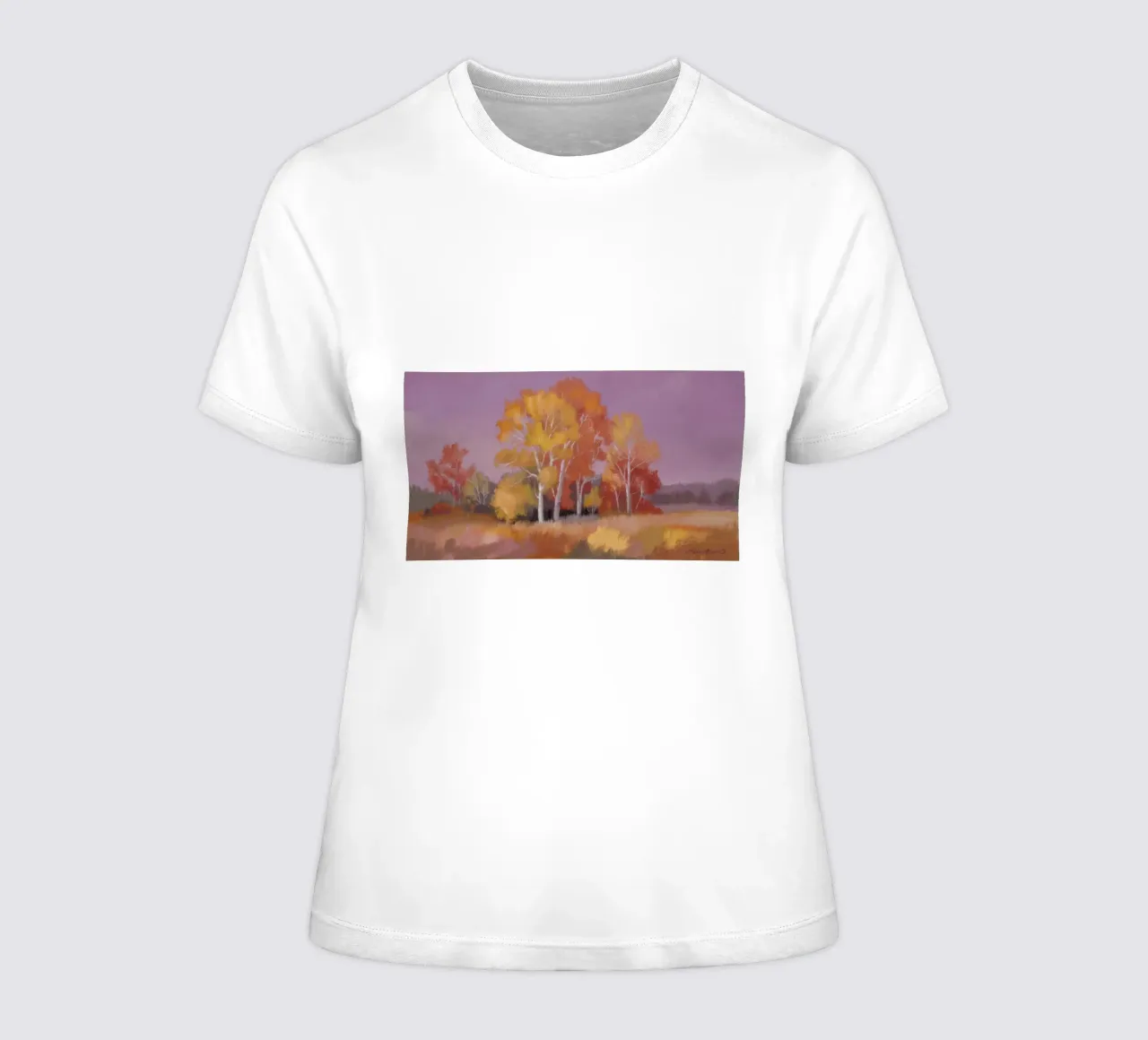 Autumn Poplars Glow women's fitted t-shirt by Radiance Landscape