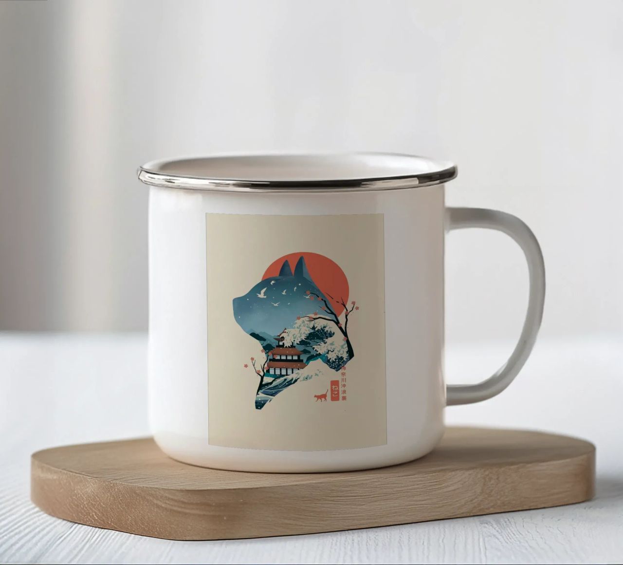 Gatto notturno tazza in smalto da CatAndCofffe