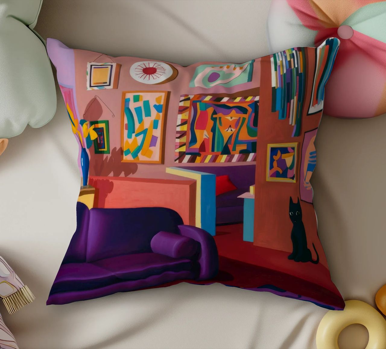 Salotto felino viola cuscino da Opal Strokes