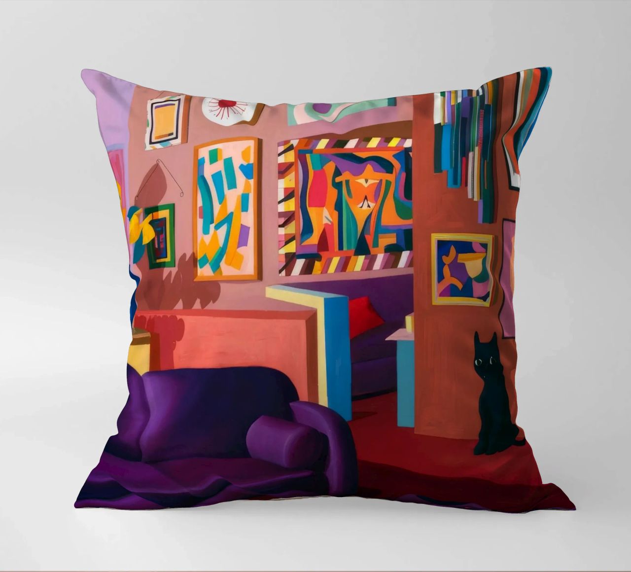 Salotto felino viola cuscino da Opal Strokes