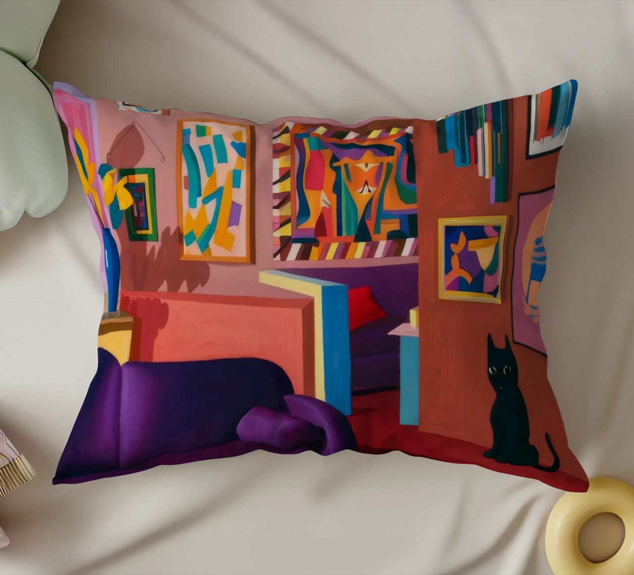 Salotto felino viola cuscino da Opal Strokes