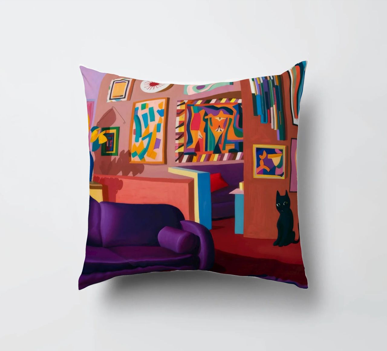 Salotto felino viola cuscino da Opal Strokes