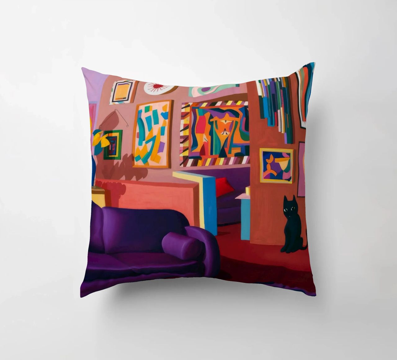 Salotto felino viola cuscino da Opal Strokes