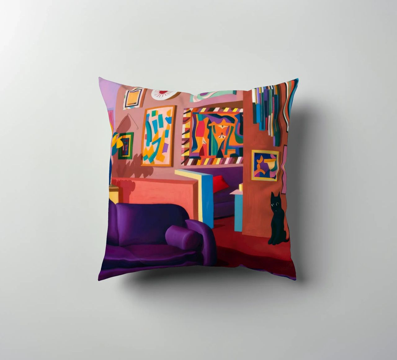 Salotto felino viola cuscino da Opal Strokes