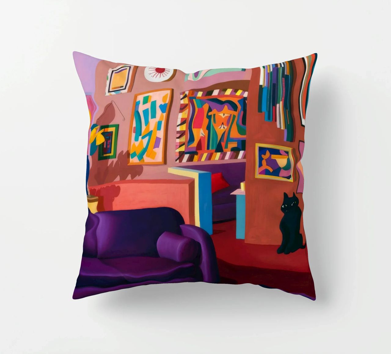 Salotto felino viola cuscino da Opal Strokes