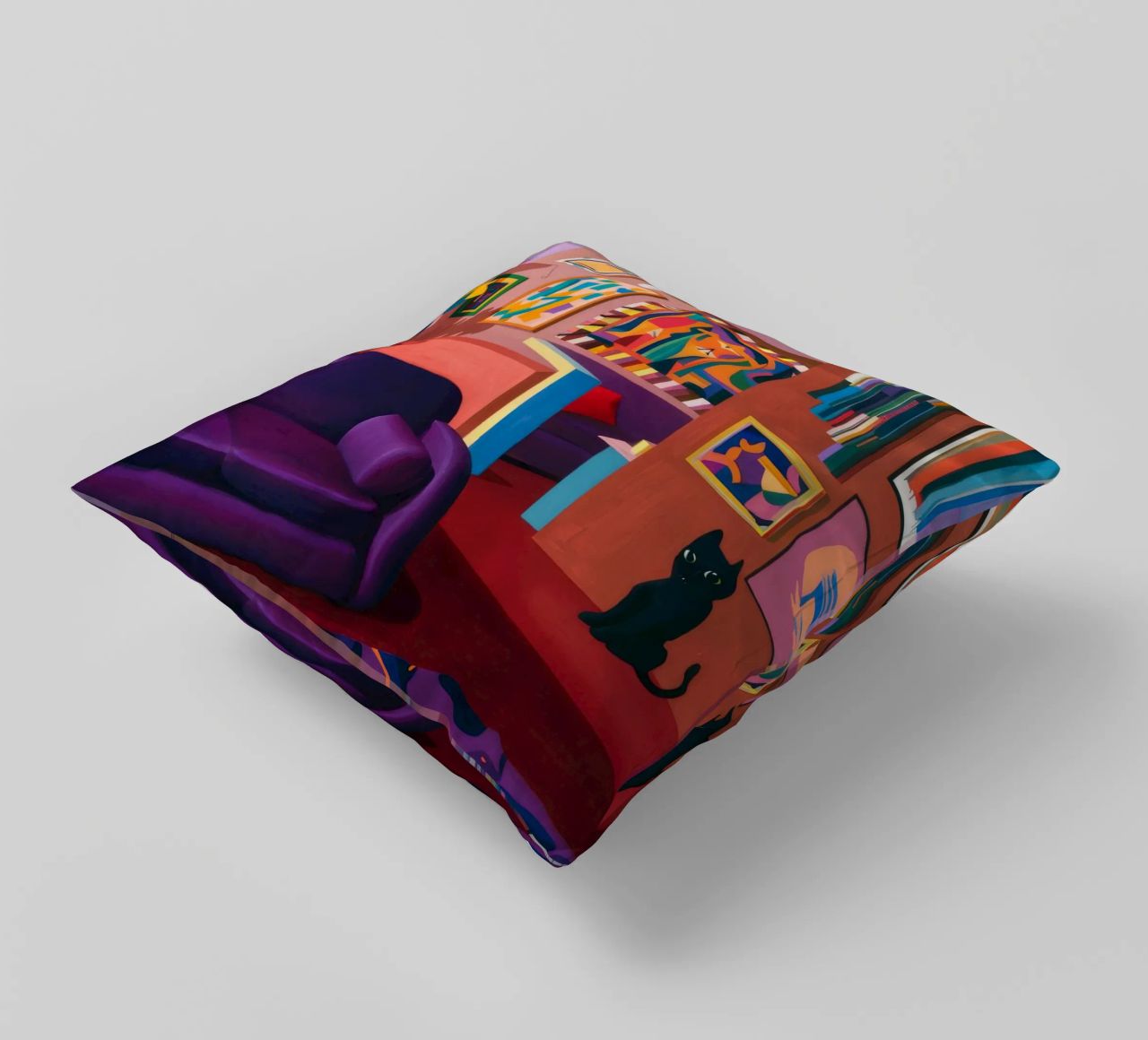 Salotto felino viola cuscino da Opal Strokes