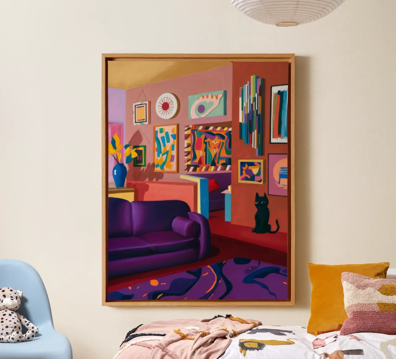 Violet Feline Lounge canvas by Opal Strokes