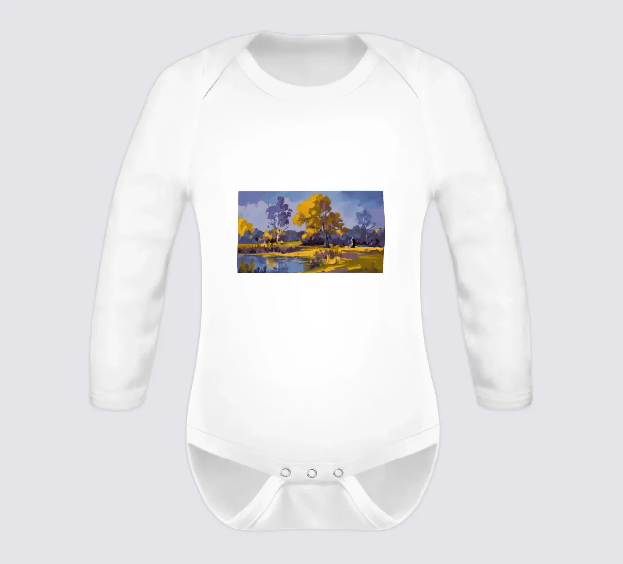 Golden River Bend long-sleeve baby romper by Radiance Landscape