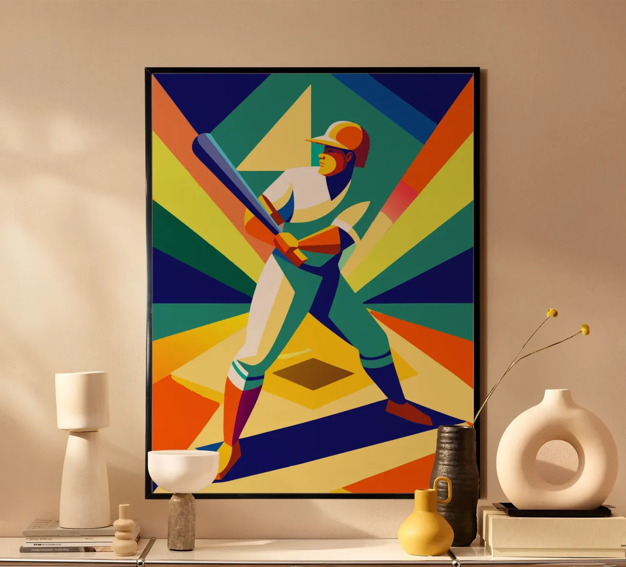 giocatore di baseball sport immaginazione vettoriale poster con telaio in alluminio da Faiza