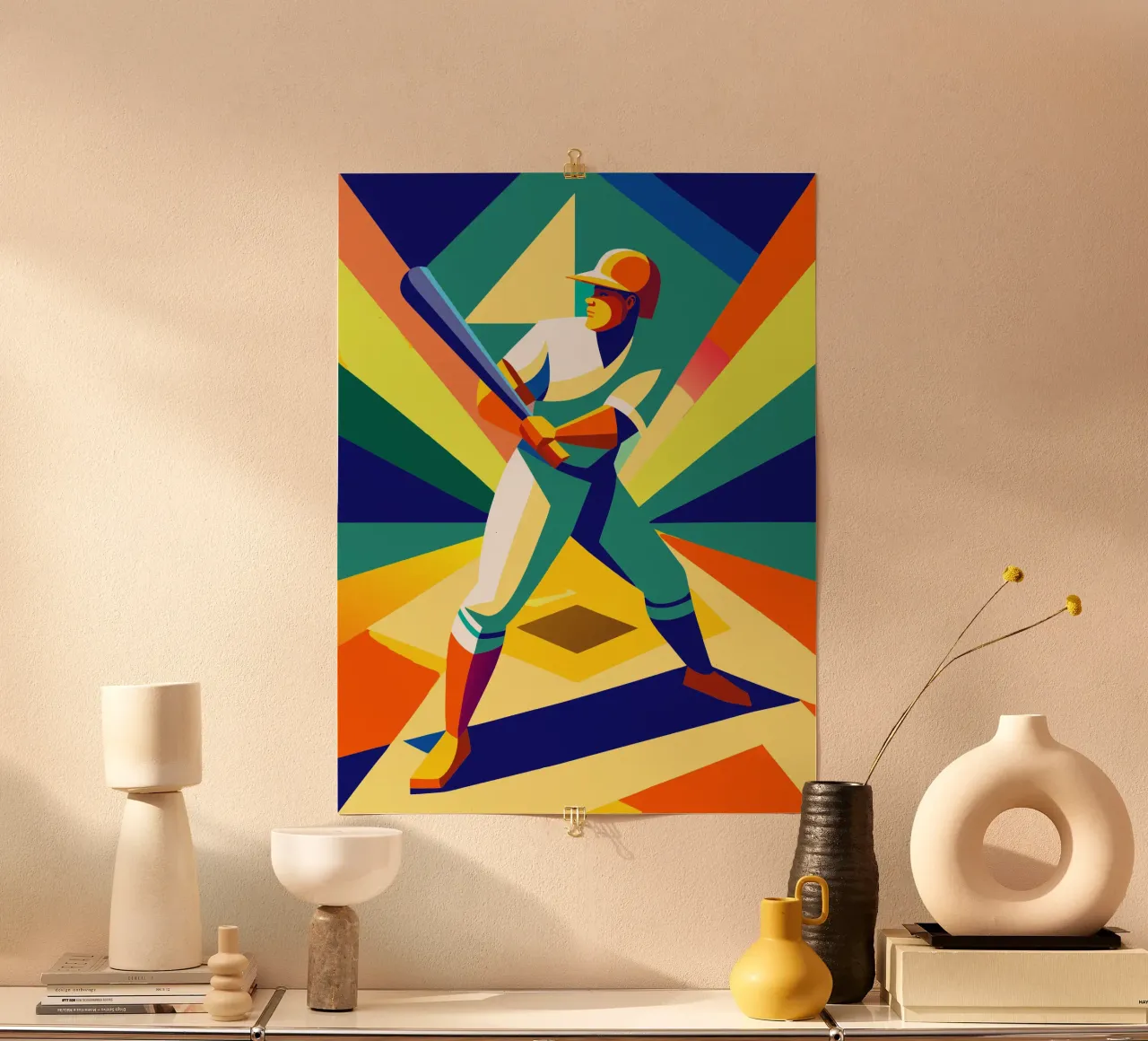 giocatore di baseball sport immaginazione vettoriale poster con telaio in alluminio da Faiza