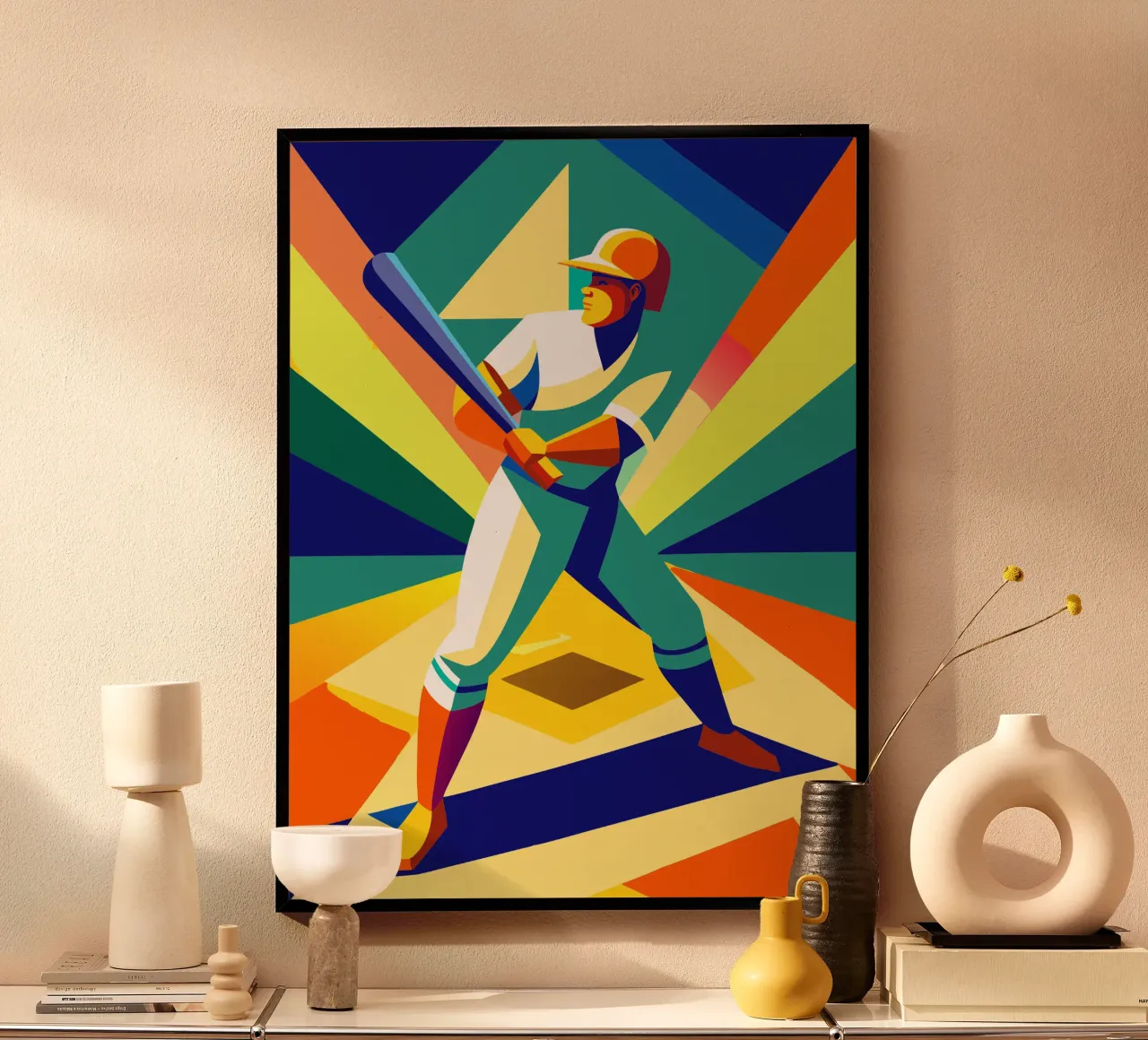 giocatore di baseball sport immaginazione vettoriale poster con telaio in alluminio da Faiza