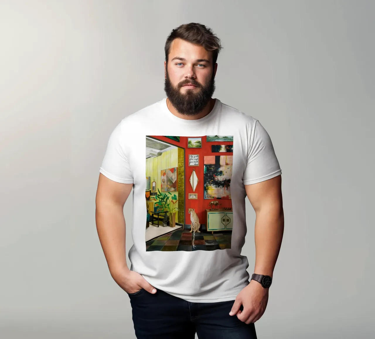 Interni vivaci a scacchiera t-shirt da Opal Strokes