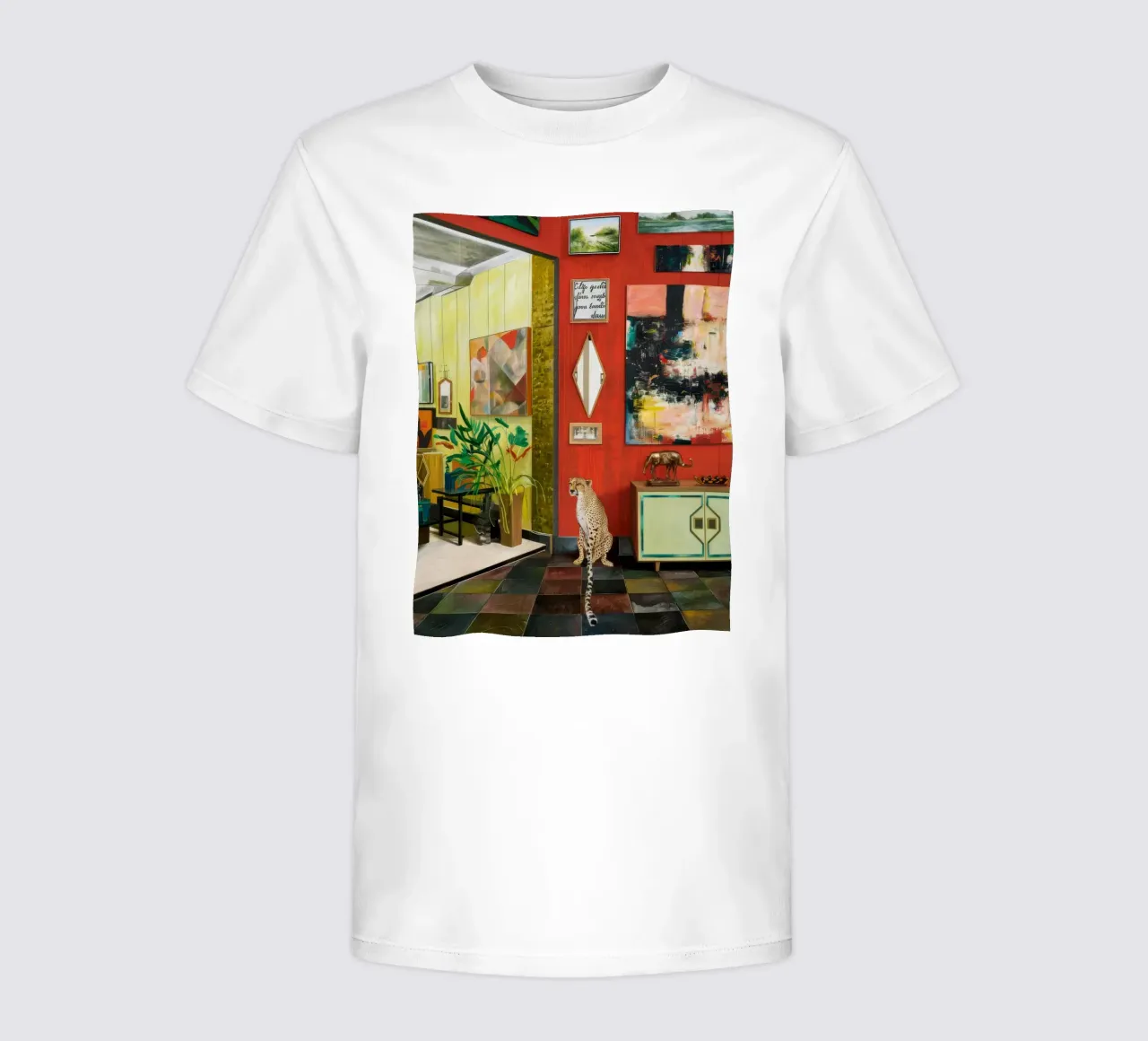Checkered Vivid Interior kids t-shirt by Opal Strokes