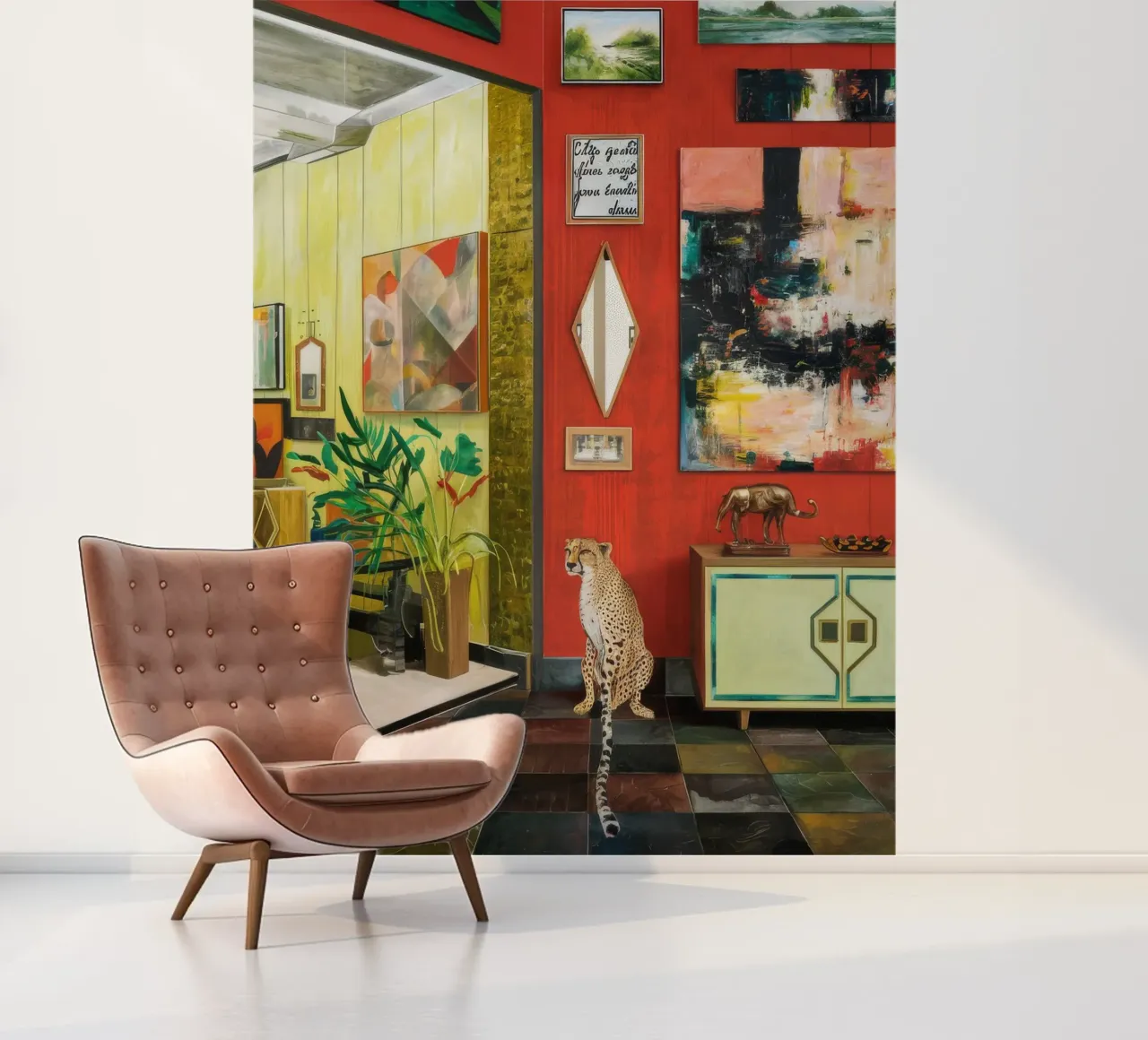 Checkered Vivid Interior photo wallpaper by Opal Strokes
