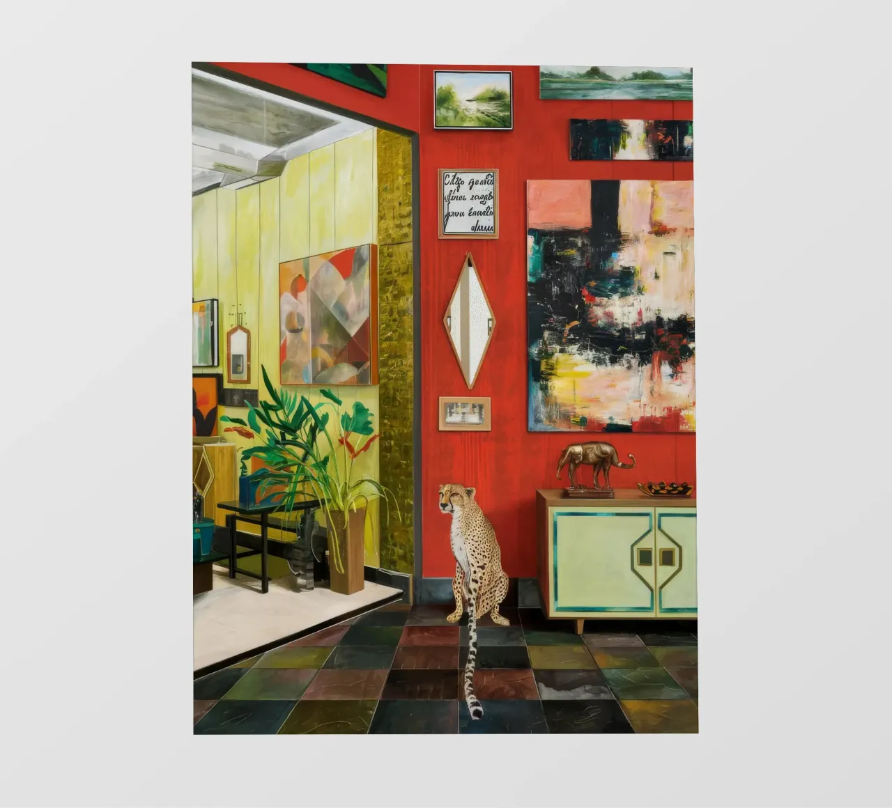 Checkered Vivid Interior photo wallpaper by Opal Strokes