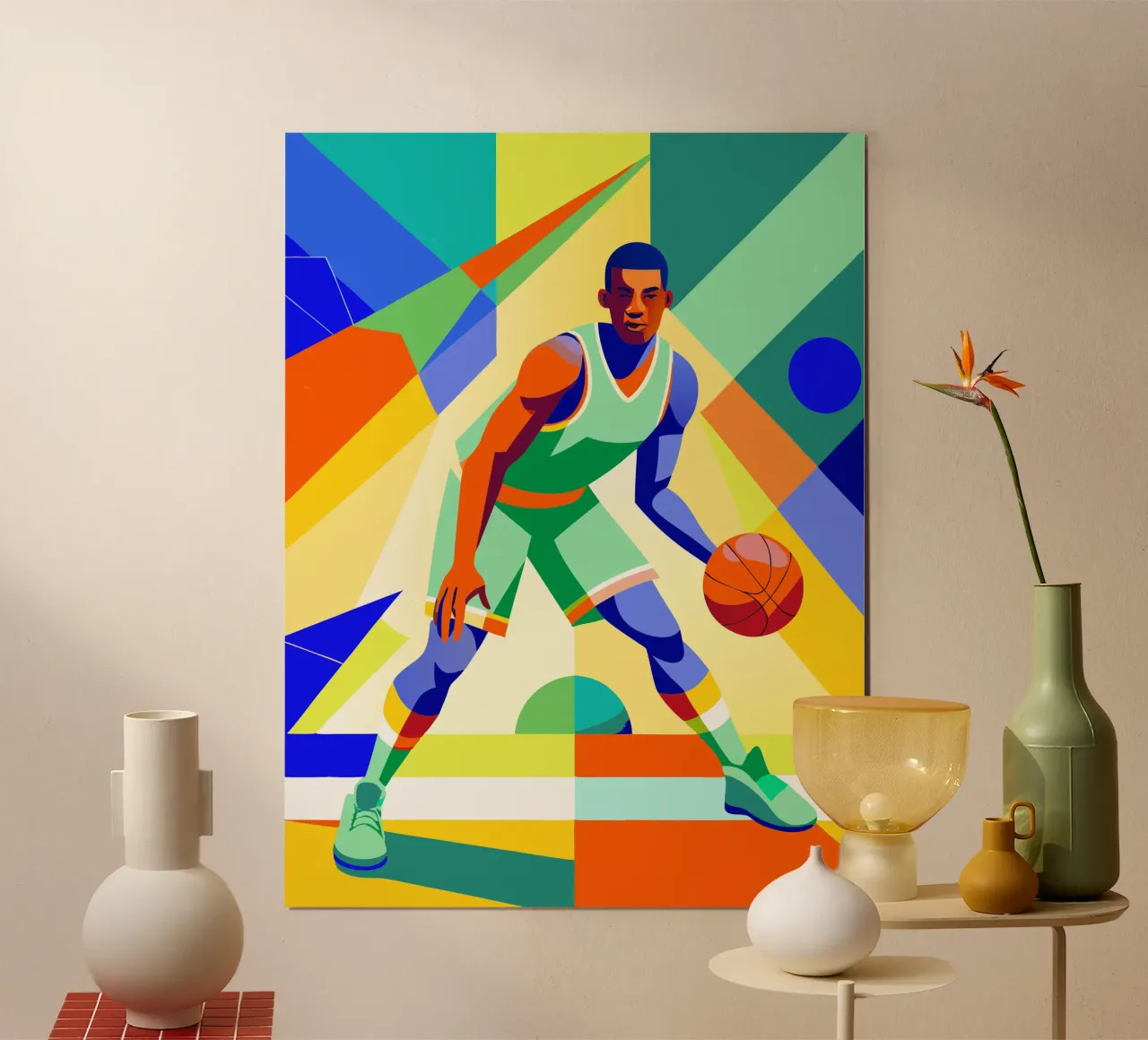 giocatore di basket sport immaginazione vettoriale poster con telaio in alluminio da Faiza