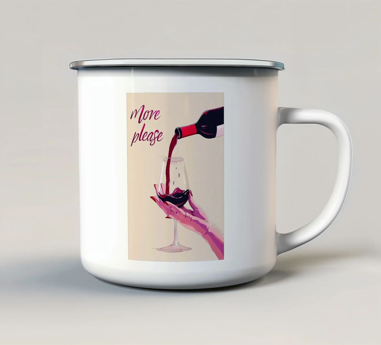 Più vino per favore tazza in smalto da Rene Shop