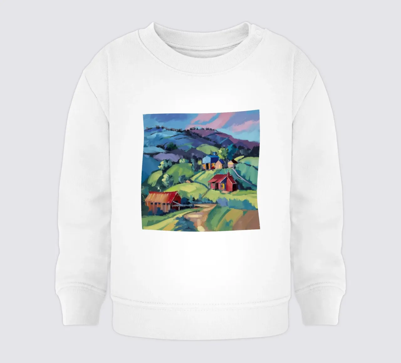 Colline del Fienile Cremisi felpa neonato da Radiance Landscape