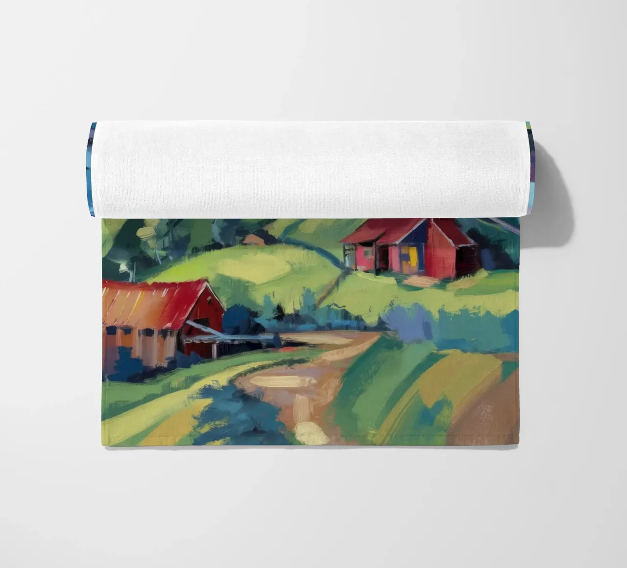 Colline del Fienile Cremisi telo mare da Radiance Landscape