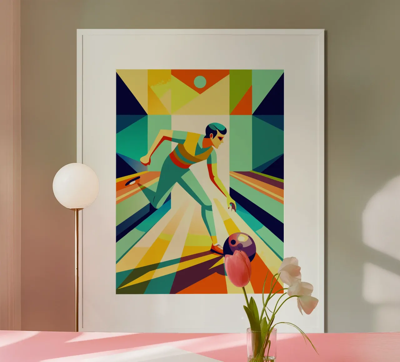 bowling sport immaginazione vettoriale poster con telaio in alluminio da Faiza