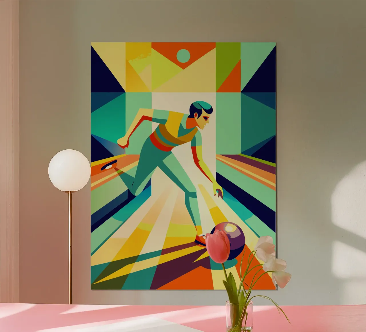 bowling sport immaginazione vettoriale poster con telaio in alluminio da Faiza
