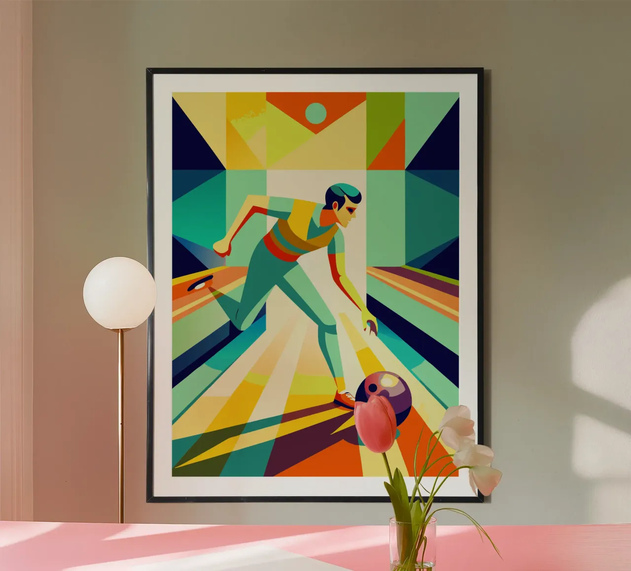 bowling sport immaginazione vettoriale poster con telaio in alluminio da Faiza