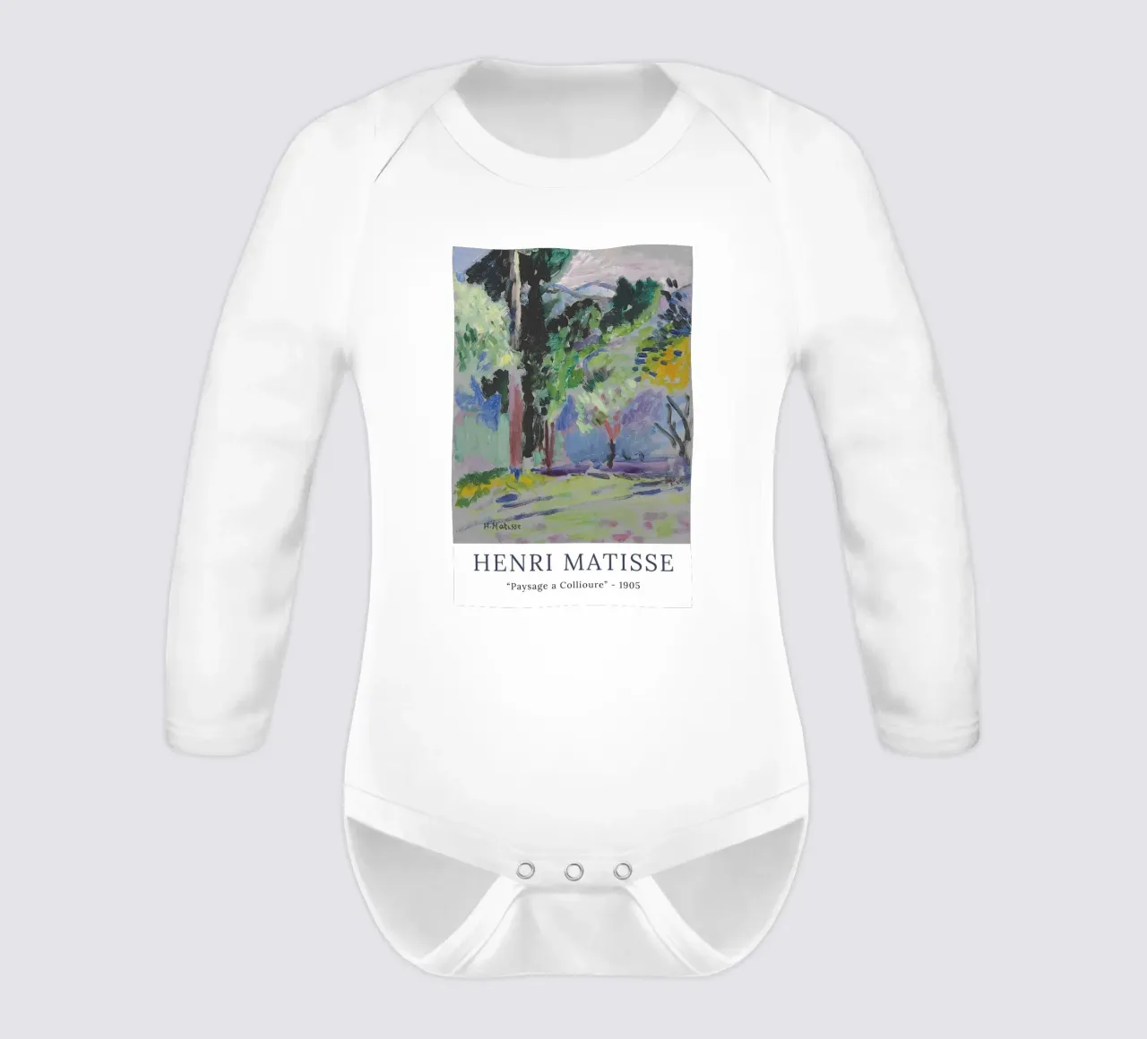 landscape in collioure long-sleeve baby romper by Stev Shop