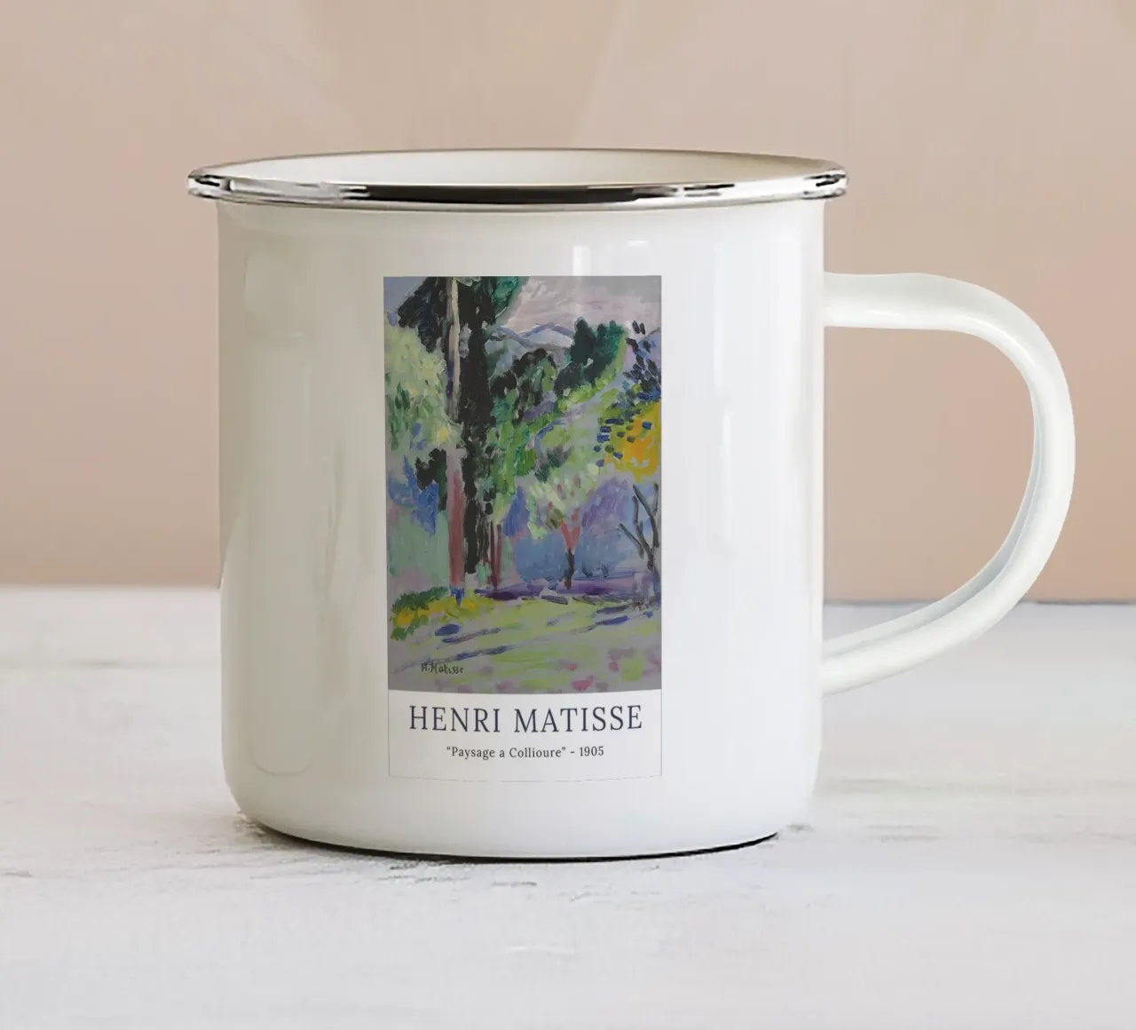 paesaggio a collioure tazza in smalto da Stev Shop