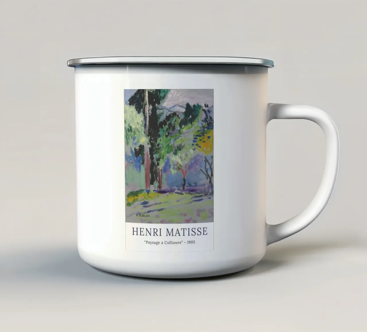 paesaggio a collioure tazza in smalto da Stev Shop