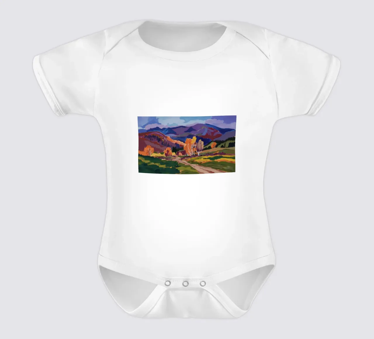 Autumn Valley Vista short-sleeve baby romper by Radiance Landscape