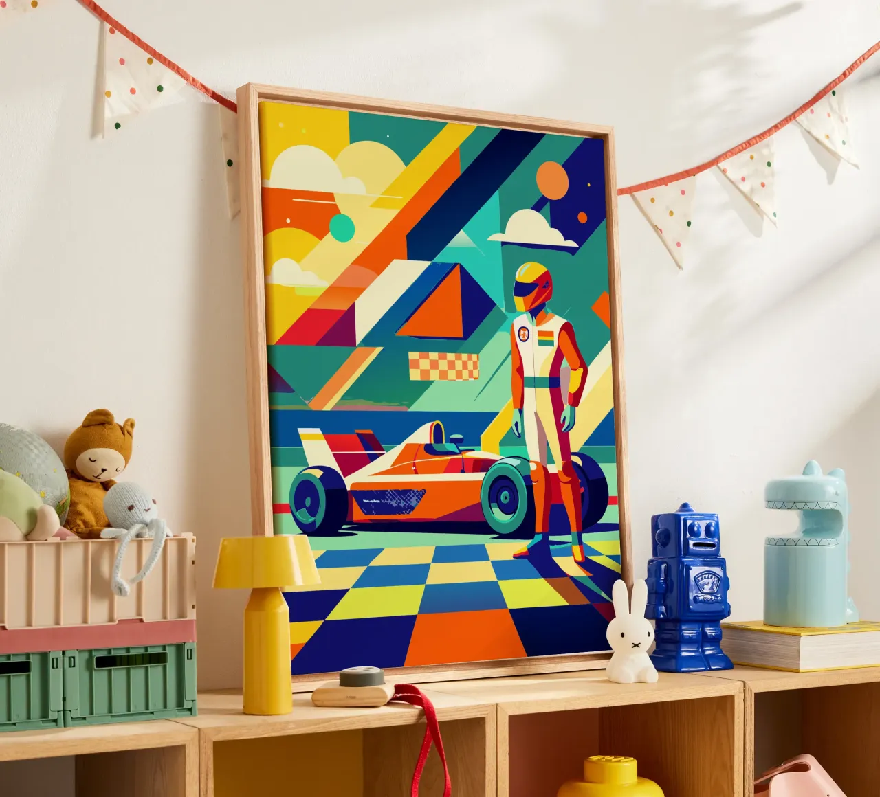 F1 auto sport vector verbeelding canvas met Baklijst van Faiza